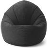 DS Produkte Pouf Lumaland Interior Line - Cuscino rotondo - Per interni - Imbottitura da 300 l - 120 x 80 x 75 cm - Grigio scuro