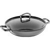 WMF Fusiontec Mineral Wok mit Glasdeckel, 32 cm, Platinum 3201111640 4000530731470