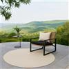 Teppich-Traum Tappeto da salotto per esterni resistente con motivo a cerchi in color crema dimensioni - 80 cm rotondo