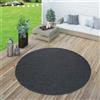Paco Home Tappeto per esterni resistente alle intemperie per giardini e terrazze a tessitura piana in sisal look robusto dimensioni Ø 160 cm rotondo