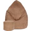 Dreamroots Bean Bag 80x80x120cm Beanbag con schienale e sgabello e copertura Cuscino da terra Chill Sack Bubibag Beanbag Brown Bear