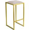 FERRO Sedia da bar 64 cm Oro - Ecrù - Sedia da bar moderna in metallo senza schienale in stile loft con seduta imbottita