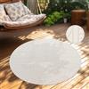 Paco Home Tappeto per esterni resistente alle intemperie Balcone Soggiorno Scandinavo Boho Unicolore Crema Dimensioni 160 cm Rotondo