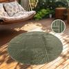 Paco Home Tappeto per esterni resistente alle intemperie Balcone Soggiorno Scandinavo Boho Unicolore Verde Dimensioni 200 cm Rotondo