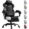 LUCKRACER sedia da gioco, sedia da ufficio con braccioli collegati, cuscino in memory foam, angolo di inclinazione di 90-155° e poggiapiedi, tessuto funzionale e resistente