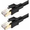 OEM Cavo di rete CAT8 - RJ45 - Cavo LAN per Internet - Nero - 2 pezzi - 30 m - per gaming, telefonia esterna, modem esterno, uso esterno