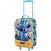 CARTOON Valigia Trolley Bambino Stitch 52x33x17 cm Bagaglio a Mano Semirigido Leggero con Ruote Manico Allungabile Interno con Cinghie Grafica Stitch Disney