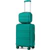 KONO Set di 2 Valigia e Borsa da Toilette, Bagaglio a Mano 55cm Rigido Trolley da Viaggio con 4 Ruote Rotanti e Lucchetto TSA, Turchese