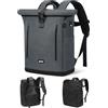 YOKGO Zaino Idrorepellente Rolltop per Uomo e Donna, Zaino per Laptop 17,3, Zaini Antifurto Espandibile 24-30L, Zaino da Viaggio per Università, Lavoro e Tempo Libero, Grigio
