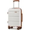KONO Trolley Bagaglio a Mano Valigia Cabina in PP Rigida con 4 Ruote e Serratura TSA (55 cm, Bianco Crema)