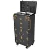 unkonwcy Trolley vintage da parrucchiere, valigetta da viaggio, carrello da lavoro, cosmetico, professionale, per salone, trucco, da donna, con valigetta per trucco, 4 pezzi, colore nero, Nero ,