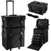 RUETERY Valigetta cosmetica rimovibile 2 in 1, trolley con ruote e timone, con 8 cassetti, valigetta per unghie, truccatori e manicure, colore nero