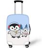 Coloranimal Copertura per bagagli per scuolabus, accessori trolley, custodia protettiva per valigia, taglia 18-32, Simpatico pinguino gelato, M (22-25 cover), Set Bagagli
