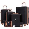 Travelhouse Bari - Set di 6 bagagli, 4 valigie con ruote, borsa da viaggio e kit WC, custodia rigida, Nero , 77x28.5x51 cm, Set di valigie