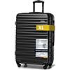 WITTCHEN Valigia da viaggio grande trolley valigia check-in guscio rigido ABS 4 ruote piroettanti chiusura a combinazione maniglia telescopica Groove Line nero Ryanair/ITA Airways/easyJet/Wizz Air