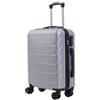 R.Leone Valigia da 1 Fino a Set 3 Bagaglio a mano 55x40x20 Ryanair, Medio, Grande Ultra Resistente Trolley rigido leggero 8 ruote in ABS 2220 (Argento, M Valigia Media)