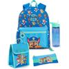 Paw Patrol Set di zaini Boys | Pacchetto zaino blu e verde da 4 pezzi per bambini con zaino, astuccio, borsa per il pranzo e bottiglia d'acqua | Set completo coordinato Chase Dog Crew Graphic