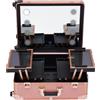 DOPBENT Valigetta per cosmetici, trolley con luci a LED, specchio, gambe regolabili, trucco professionale, custodia per trucco, robusta, oro rosa, oro rosa., Artistico