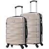 CELIMS - Set Valigie Champagne | Valigie Bagaglio a Mano + Valigia Grande | Trolley Bagaglio a Mano 55x40x20 cm + Trolley Grande | Valigia Cabine + Valigia XL 23kg