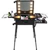 KAPIPALA Valigetta cosmetica 21 in trolley con illuminazione a specchio Rolling Makeup con luci a specchio, valigetta professionale da parrucchiere, 8 lampadine a LED con serratura e chiavi, gambe regolabili,