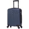R.Leone Valigia da 1 Fino a Set 4 Trolley Rigido grande, medio, bagaglio a mano 55x40x23 cm Wizz, ITA Airways e bagaglio 45x36x20 cm EasyJet in ABS 9001 (Blu, XS Bagaglio Low cost)