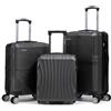 R.Leone Valigia da 1 Fino a Set 4 Trolley Rigido grande, medio, bagaglio a mano 55x40x23 cm Wizz, ITA Airways e bagaglio 45x36x20 cm EasyJet in ABS 8005 (Grigio, Set 3 Pezzi XS M L)
