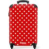 NoBoringSuitcases.com® Cartucce, Valigia rigida con rotelle, trolley, bagaglio a mano, 4 ruote, lucchetto TSA (Punti bianchi su sfondo rosso, 55x40x20 cm)