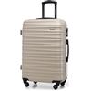 WITTCHEN Valigia Media Trolley Valigia Rigida in ABS Valigia Bagaglio Valigie con 4 Ruote Serratura a combinazione Maniglia telescopica Groove Line beige Ryanair/ITA Airways/easyJet