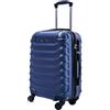 R.Leone Valigia Trolley Bagaglio a mano Rigido Ultraleggero in ABS 4 Ruote Autonome (Blu, 20267 Valigia 55x38x23cm)