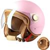 DJCALA Casco moto aperto dal design vintage da donna, mezzo casco ciclomotore retrò 3/4 con visiera per donne adulte e uomini, caschi per scooter, omologato DOT/ECE