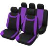IUKMRT Coprisedili Universali Copri Sedile Auto Set Completo Coprisedili Universali Tessuto Poliestere Ricamo Concavo Auto SUV Camion, Furgoni Accessori Interni(Purple)