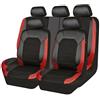 YUEGOO Auto Coprisedili Anteriori e Posteriori per VW T-ROC 2018-2023, Set Completo Copri Sedili in Tessuto e Pelle Impermeabile Protezione Sedile Auto Coprisedile,A/Black-Red