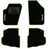 QUEMAR Tappetini Auto per Polo IV 2001-2009, Bordo V.Acido, 2 Ricami | 9N - 9N3 / Kit Tappeti Moquette e Gomma su Misura / Set 2 Anteriori + 2 Posteriori / Ricami e Colori Personalizzati