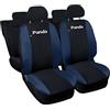 Lupex Shop Copri-sedili Auto Compatibili Panda Seconda Serie (mod.169) Versione 60e40 | Nero Blu Scuro | Set Copri-Sedile Anteriori e Posteriori | Logo Ricamato | Airbag Compatibile | Accessori Auto