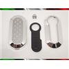 Car Passion TOPBEST Cover Chiave Guscio + Tasti Tastini in Gomma + Gancio Portachiavi Compatibile con Fiat 500 Grande Punto Evo Bravo Panda 500l Lancia Y Ypsilon Musa Delta Scocca Argento