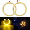 Générique Generico 1 coppia di fari per auto LED COB giallo 70 mm 60SMD con anello alogenuro Angel Eyes con copertura del paraluce 12 V 24 V DC (70 mm, giallo)
