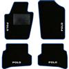 QUEMAR Tappetini Auto per Polo V 2009-2017, Bordo Blu, 4 Ricami | 6R - 6C / Kit Tappeti Moquette e Gomma su Misura / Set 2 Anteriori + 2 Posteriori / Ricami e Colori Personalizzati