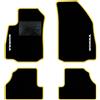 QUEMAR Tappetini Auto compatibili con Opel Mokka e Mokka X 2012-2020/ Kit Tappeti Moquette e Gomma su Misura (Set 2 Anteriori +2 Posteriori)/ Ricami e Colori Personalizzati (Bordo Giallo, 2 Ricami)