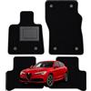 OFFICINE MILANO IL TUO STILE IN AUTO. 4 Tappetini per Alfa Romeo Stelvio in Moquette Nero Su Misura OFFICINEMILANO. 2 Anteriori + 2 Posteriori. Sistema di Fissaggio Compatibile con L'Originale. Fondo Antiscivolo