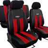 moto-MOLTICO Moltico Coprisedili Auto 2+3 - Set Coprisedili Auto Universale - Tre Strati Copri Sedili per Auto con Zip - Set Coprisedili - Coprisedile Auto Anteriore e Posteriore - Coprisedile Nero Rosso