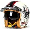 WZGGTEAM Mezzo Casco da Moto, 3/4 Casco Jet Vintage Aperto per Uomini e Donne Adulti, Casco Demi-Jet Omologato ECE con Occhiali con Visiera