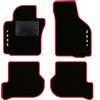 QUEMAR Tappetini Auto per Seat Leon II 1P, Bordo Rosso, 2 Ricami | 2005-2012 / Kit Tappeti Moquette e Gomma su Misura / Set 2 Anteriori + 2 Posteriori / Ricami e Colori Personalizzati