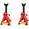 YASTA Coppia Cavalletti Auto e Moto 3 Tonnellate - Doppio Blocco con Perno di Sicurezza e Catena - Altezza Regolabile 9 Livelli - Set due Pezzi per SUV, Furgoni, Officina e Cambio Gomme