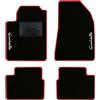 QUEMAR Tappetini Auto compatibili con Alfa Romeo Giulietta 2010-2016/ Kit Tappeti Moquette e Gomma su Misura (Set 2 Anteriori+2 Posteriori)/Ricami e Colori Personalizzati (Bordo Rosso, 2 Ricami)