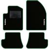 QUEMAR Tappetini Auto compatibili con Ford Fiesta MkV 5 serie 2002-2008/ Kit Tappeti Moquette e Gomma su Misura (Set 2 Anteriori + 2 Poster.)/Ricami e Colori Personalizzati (2 Ricami, Bordo Verde)