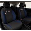 Auto Accessori Lupex | Coprisedili Auto Compatibili con 500X 2014-2023, Set 12 Pezzi, Made in Italy, Tessuto Policotone, Fodere Protezioni Sedili Anteriore e Posteriore (Nero/Blu Scuro)
