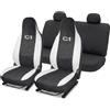 Auto Accessori Lupex Coprisedili Compatibili per Citroen C1 2005-2022 | Kit completo, Made In Italy, Copri poggiatesta anteriori integrato, Policotone, Nero Bianco