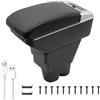 KAERGK Bracciolo per Auto per Peugeot 207 Console Centrale Dell'auto Doppio Strato di Spazio con Portabicchieri 7 Porte USB Portaoggetti Posteriore Facile da Montare (Linea Nera)