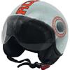 Generico Casco Demijet Rodeo Drive Bridge Grey con Dettagli Arancio Fluo, Visiera Protettiva (XL)