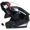 Bluetooth Casco Modulare per Moto con Doppia Visiera Antiriflesso,per Moto Integrale con Radio FM Integrata Bluetooth Caschi Integrati Bluetooth con Approvazione ECE, 55-62CM